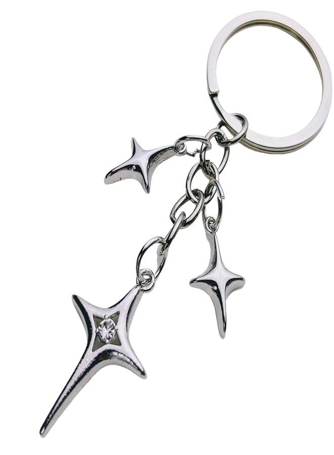 CHRIS GOOD 3pcs Cute Star Y2k Keychain Silver,Cool Keychains,Aesthetic Accessories Stainless Steel Key Ring Purse Handbag Backpack Bag Charms Car Holder (star) - Image 3